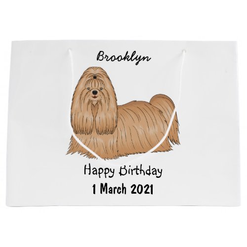 Shih tzu long hair dog cartoon illustration large gift bag