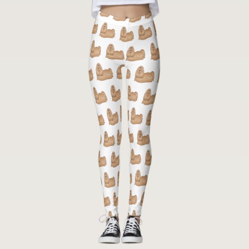 Shih tzu long hair dog cartoon illustration  leggings