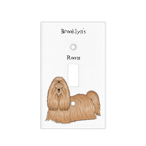 Shih tzu long hair dog cartoon illustration light switch cover