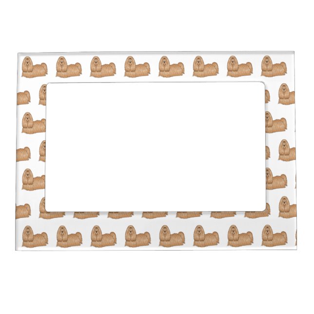 Shih tzu long hair dog cartoon illustration magnetic frame (Front)