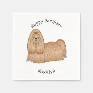 Shih tzu long hair dog cartoon illustration napkins