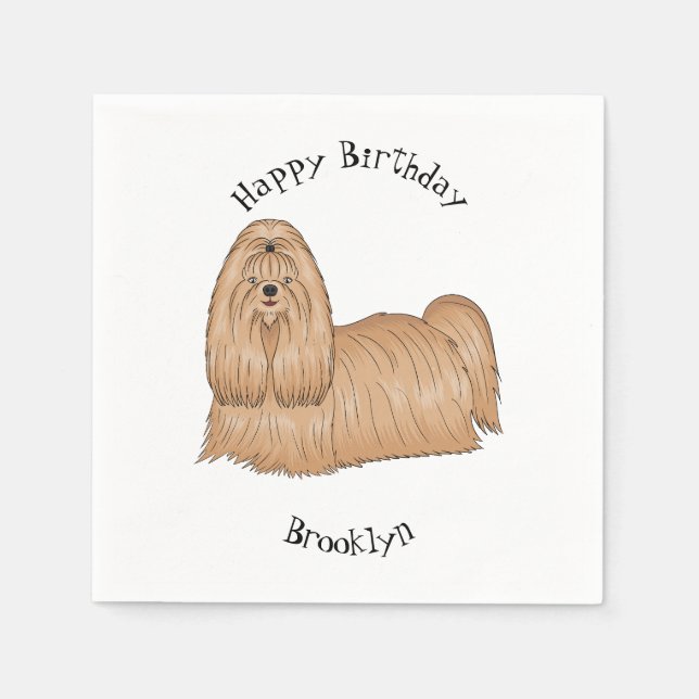 Shih tzu long hair dog cartoon illustration napkins (Front)