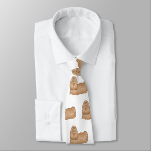 Shih tzu long hair dog cartoon illustration  neck tie
