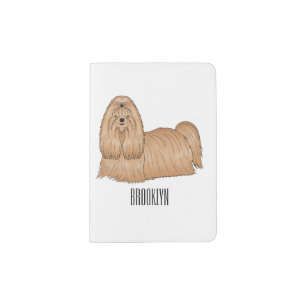 Shih tzu long hair dog cartoon illustration passport holder