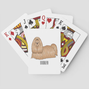Shih tzu long hair dog cartoon illustration poker cards