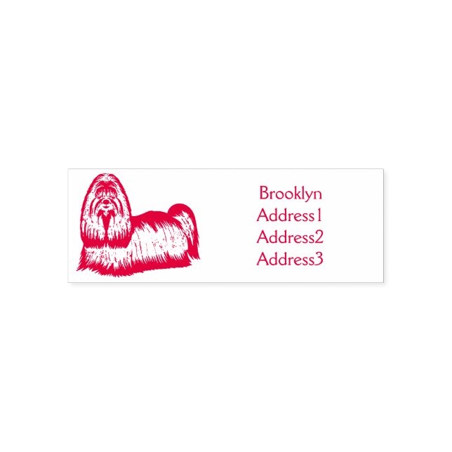 Shih tzu long hair dog cartoon illustration self-inking stamp (Design)