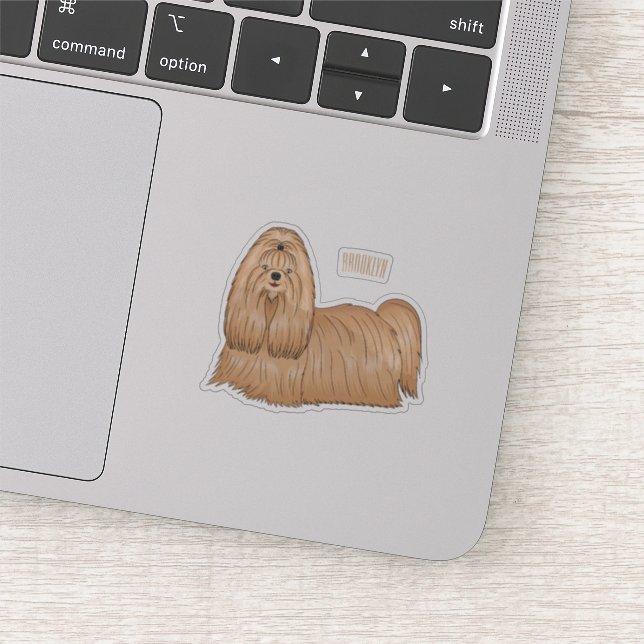Shih tzu long hair dog cartoon illustration sticker (Detail)