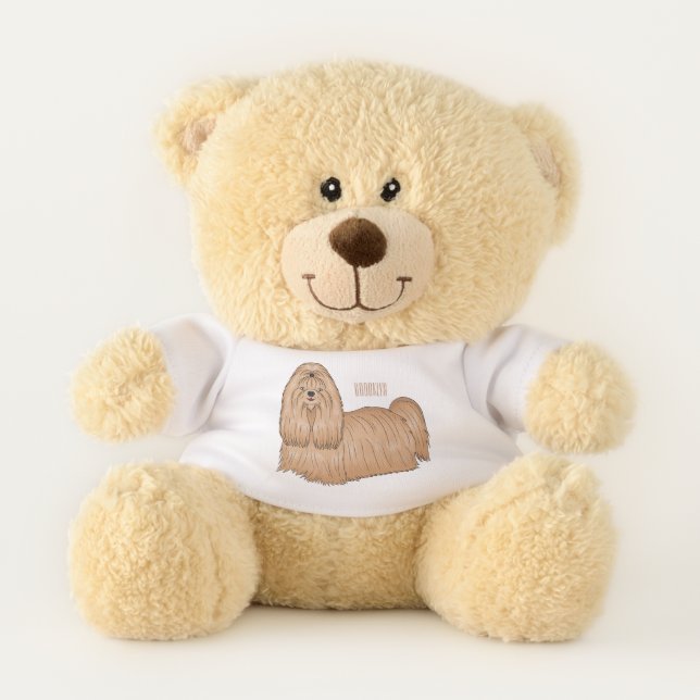 Shih tzu long hair dog cartoon illustration  teddy bear (Front)