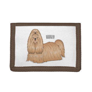 Shih tzu long hair dog cartoon illustration tri-fold wallet