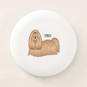 Shih tzu long hair dog cartoon illustration Wham-O frisbee
