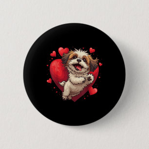 Shih Tzu Love Heart For Valentines Day On Shih Tzu Button