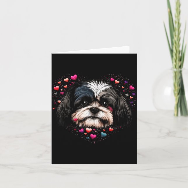 Shih Tzu Love Heart For Valentines Day On Shih Tzu Card (Front)