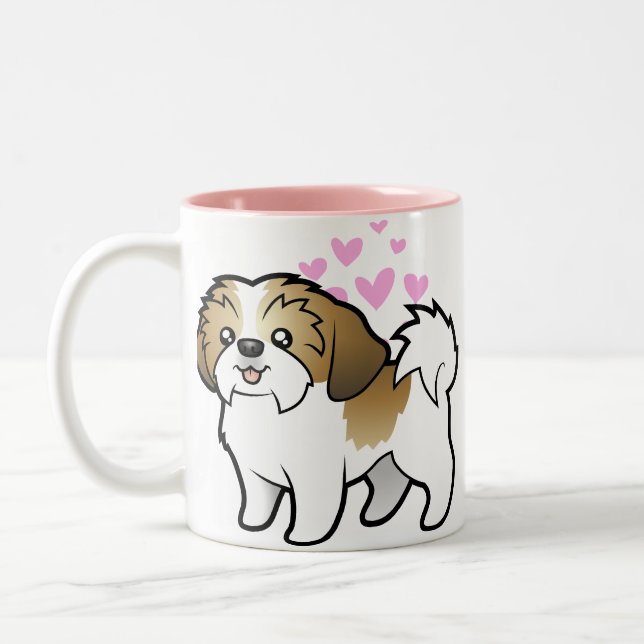 Shih Tzu Love (puppy cut) Two-Tone Coffee Mug (Left)
