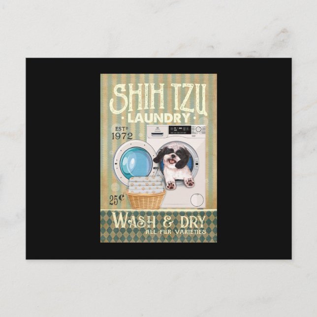 Shih Tzu Lover Cute Shih Tzu Laundry Washing Dog Postcard (Front)