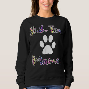 Shih Tzu Mama  Colored Leopard Style Shih Tzu Mom Sweatshirt