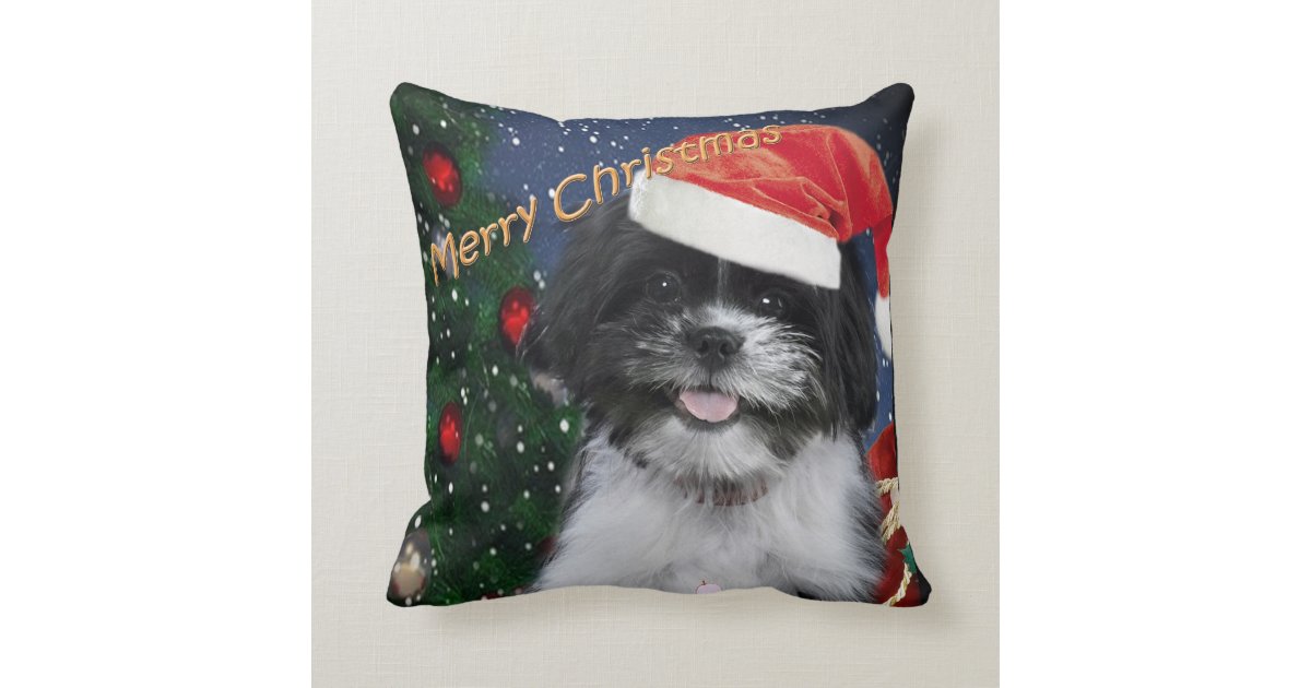 Shih Tzu Merry Christmas Pillows Zazzle Com