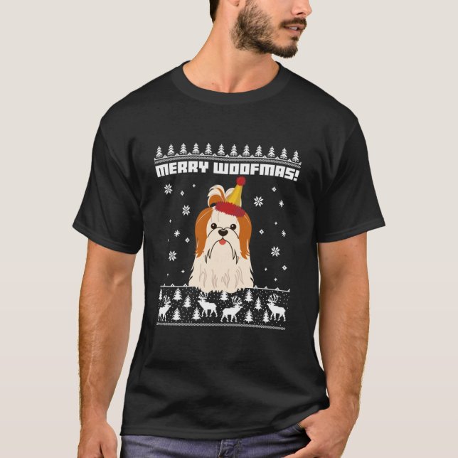 Shih Tzu Merry Woofmas Ugly Christmas Sweater Esse (Front)