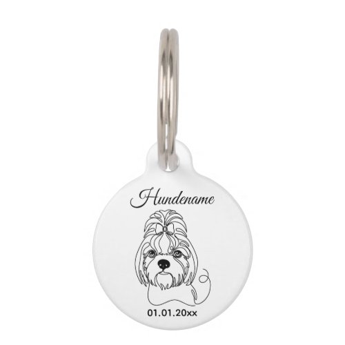 Shih Tzu Minimalist Line Art Personalized Tag