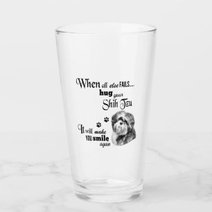 Shih Tzu modern art cute dog breed slogan Glass