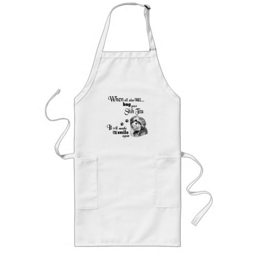 Shih Tzu modern art cute dog breed slogan Long Apron