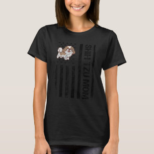 Shih Tzu Mom American USA Flag Funny Shih Tzu Owne T-Shirt