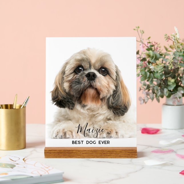 Shih Tzu Mom Personalized Pet Dog Photo Acrylic Sign (Wedding)