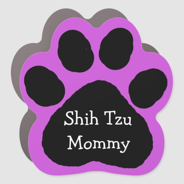 Shih Tzu Mommy Purple Paw Print Car Magnet (Front)