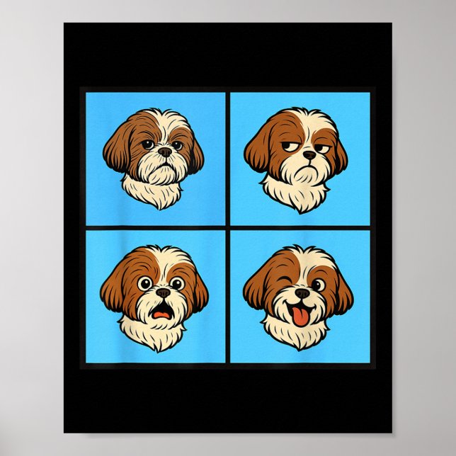 Shih Tzu Mood Attitude Halloween Faces  Poster (Front)