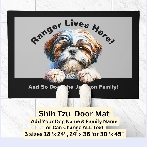 Shih Tzu  Name Lives Here Family Name Doormat
