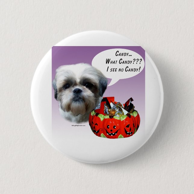 Shih Tzu (natural) Halloween Candy Button (Front)