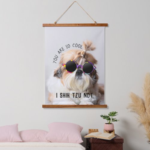 Shih Tzu Not fun cute dog lovers Custom Photo text Hanging Tapestry