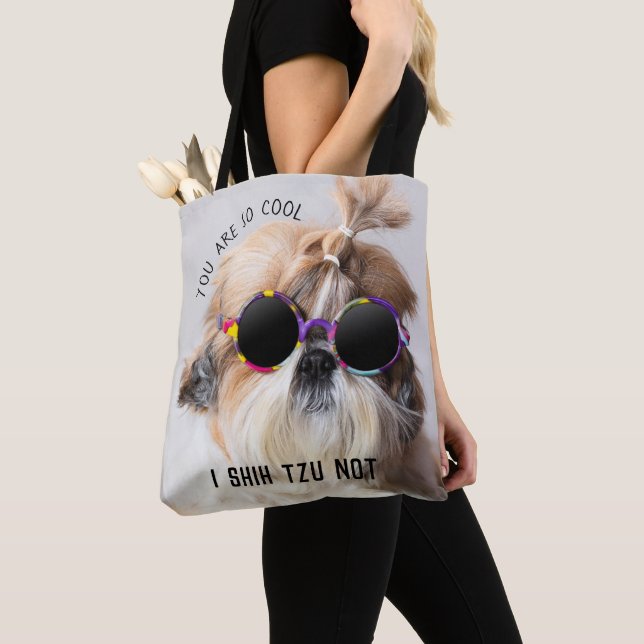 Shih Tzu Not fun cute dog lovers Custom Photo text Tote Bag (Close Up)
