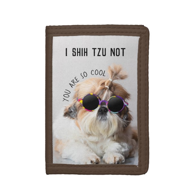 Shih Tzu Not fun cute dog lovers Custom Photo text Trifold Wallet (Front Vertical)