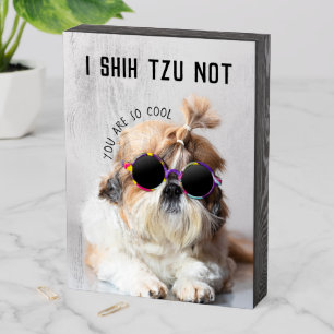 Shih Tzu Not fun cute dog lovers Custom Photo text Wooden Box Sign