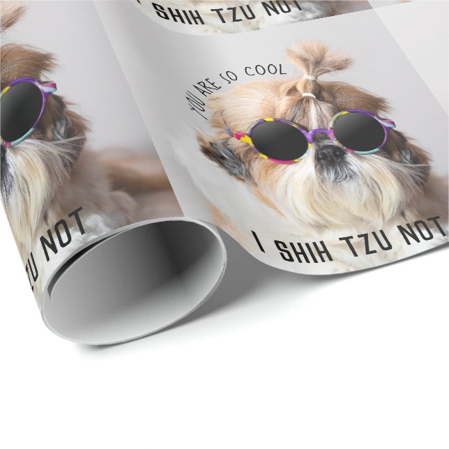 Shih Tzu Not fun cute dog lovers Custom Photo text Wrapping Paper (Roll Corner)
