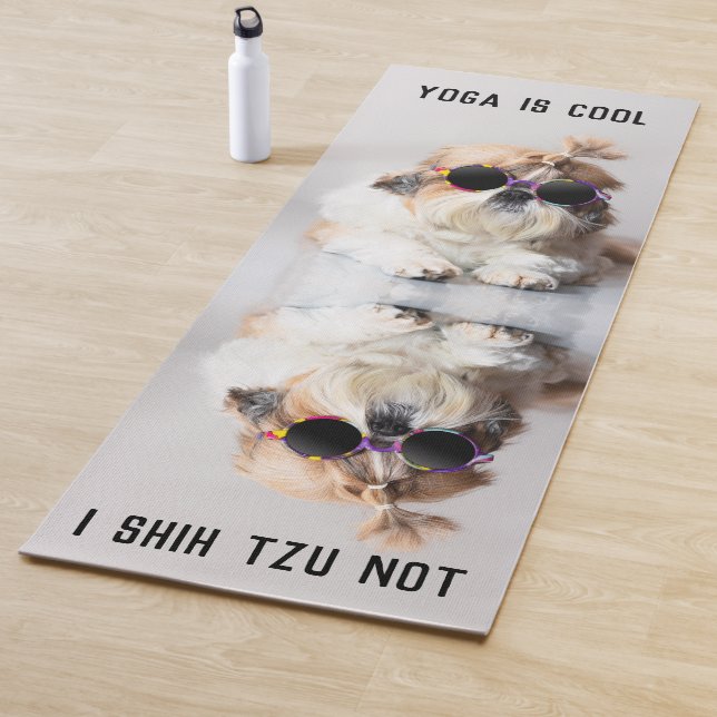 Shih Tzu Not fun cute dog lovers Custom Photo text Yoga Mat (In Situ)
