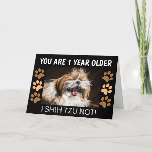 Shih tzu not funny birthday 1 year older Greeting Card