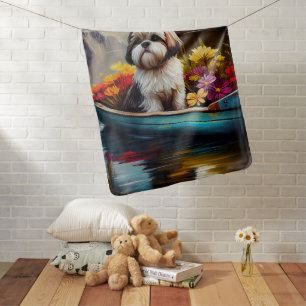 Shih Tzu on a Paddle: A Scenic Adventure Baby Blanket