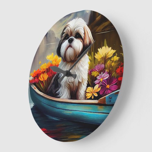 Shih Tzu on a Paddle A Scenic Adventure Large Clock