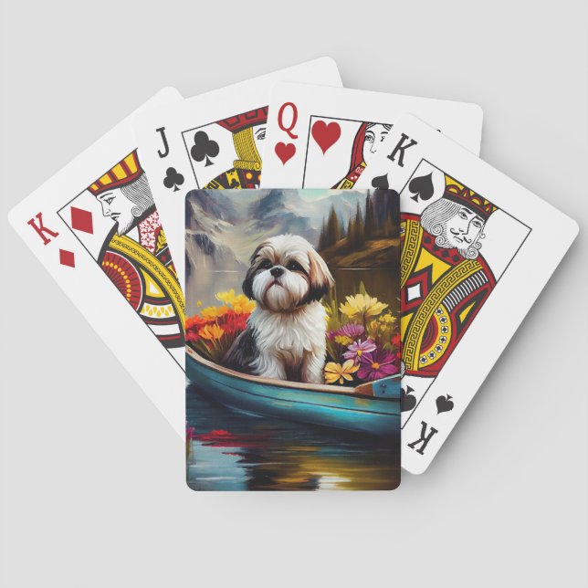 Shih Tzu on a Paddle: A Scenic Adventure Poker Cards (Back)
