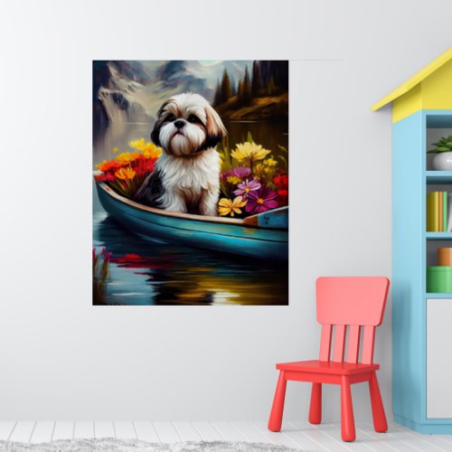 Shih Tzu on a Paddle A Scenic Adventure Poster