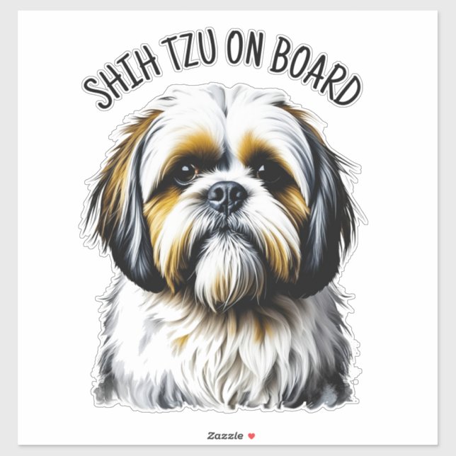 Shih Tzu on Board Sticker (Sheet)