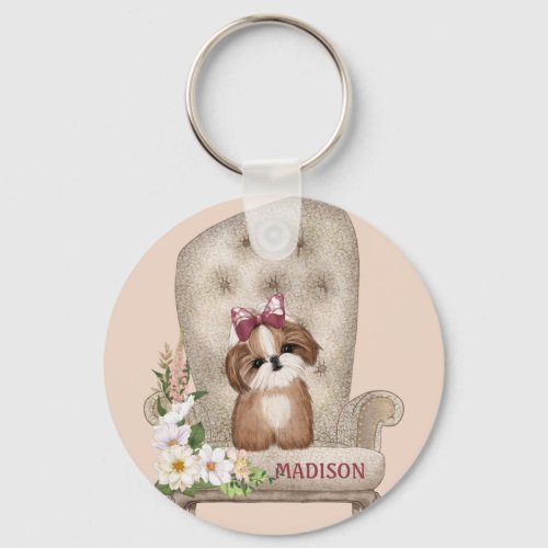 Shih Tzu on Chair Keychain