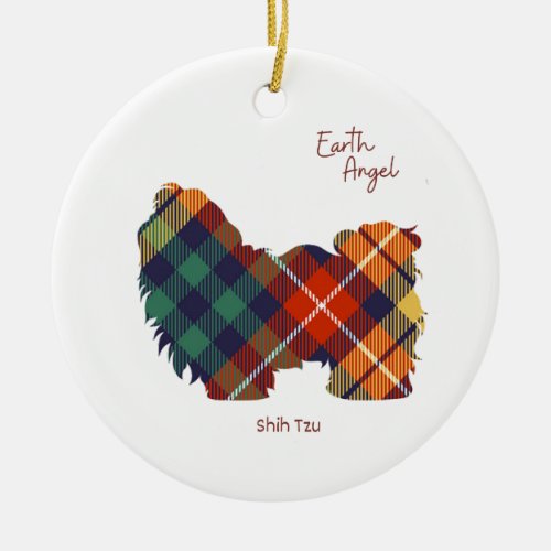 Shih Tzu Ornament Tartan Plaid Design Gift