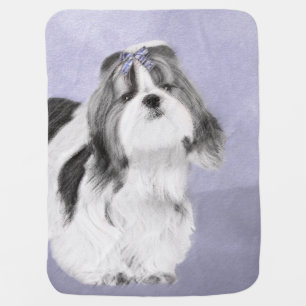 Shih Tzu Painting - Cute Original Dog Art Baby Blanket