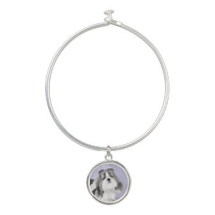 Shih Tzu Painting - Cute Original Dog Art Bangle Bracelet