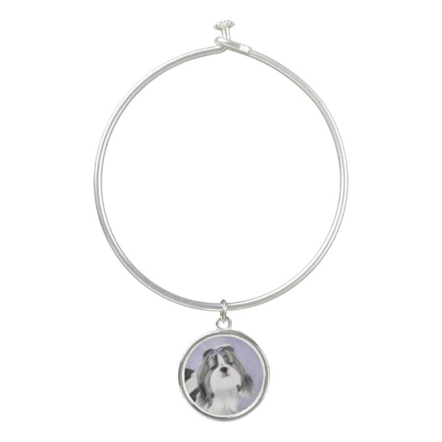 Shih Tzu Painting - Cute Original Dog Art Bangle Bracelet (Front)