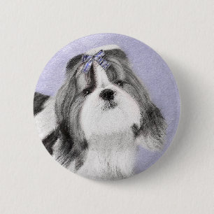 Shih Tzu Painting - Cute Original Dog Art Button