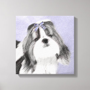 Shih Tzu Painting - Cute Original Dog Art Canvas Print