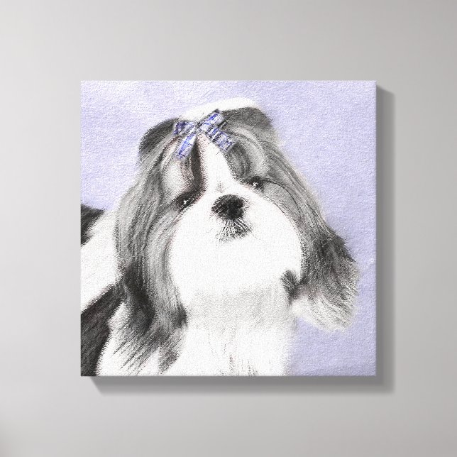 Shih Tzu Painting - Cute Original Dog Art Canvas Print (Front)